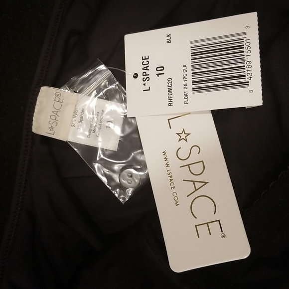 💕L*SPACE💕 Ribbed Float On One Piece Swimsuit Black 10 Large NWT - Picture 15 of 16